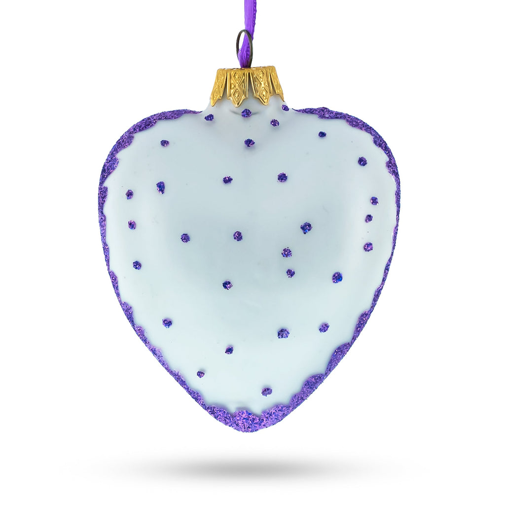 Teddy For My Grandson Glass Heart Christmas Ornament