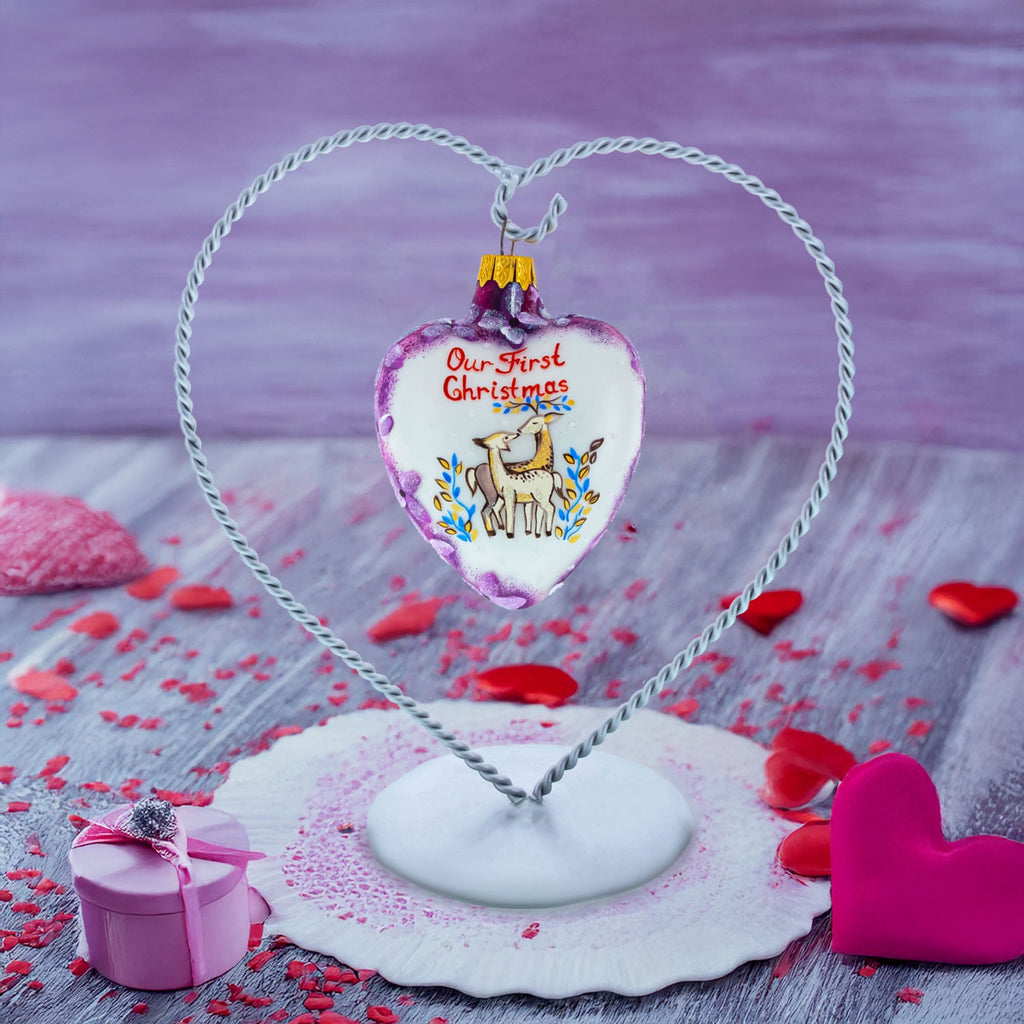 Our First Christmas Heart Glass Christmas Ornament