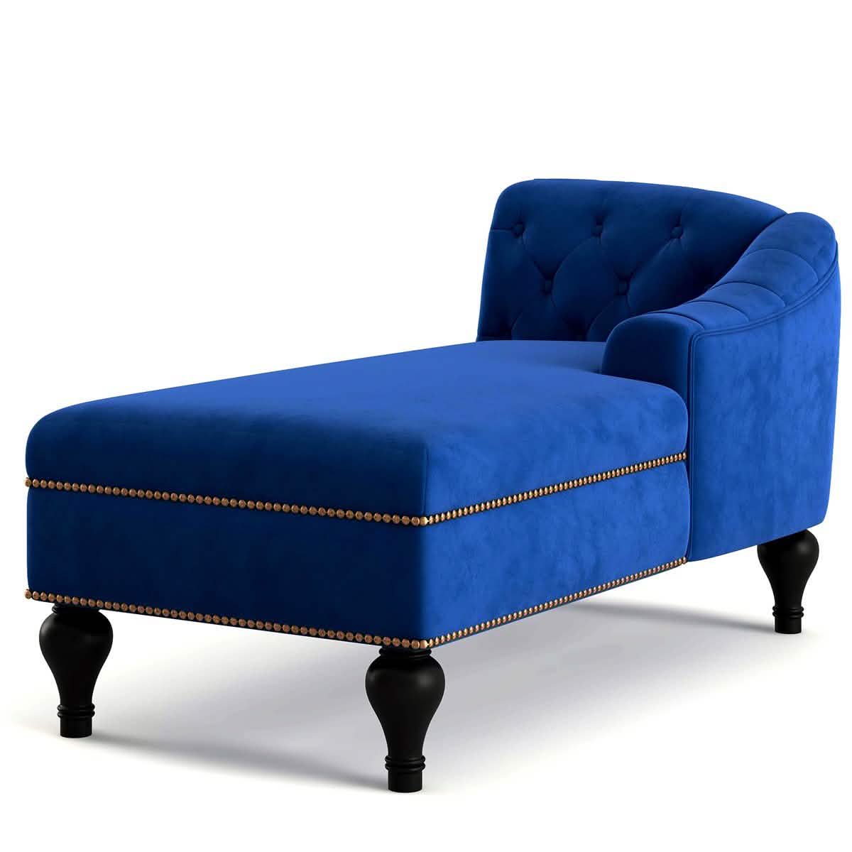 Chaise Lounge Indoor Chair Tufted Fabric, Sleeper Lounge Sofa