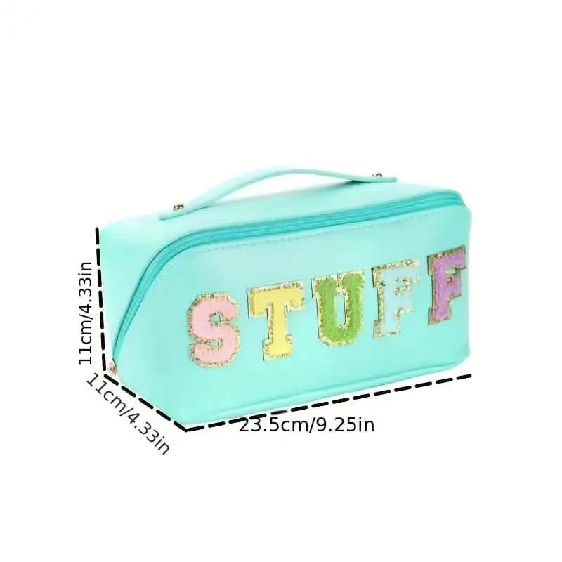 Chenille Letter Patches Cosmetic Bag