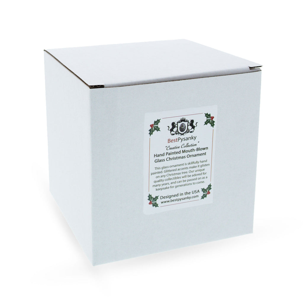 Bolonka Dog with Crown Glass Christmas Ornament