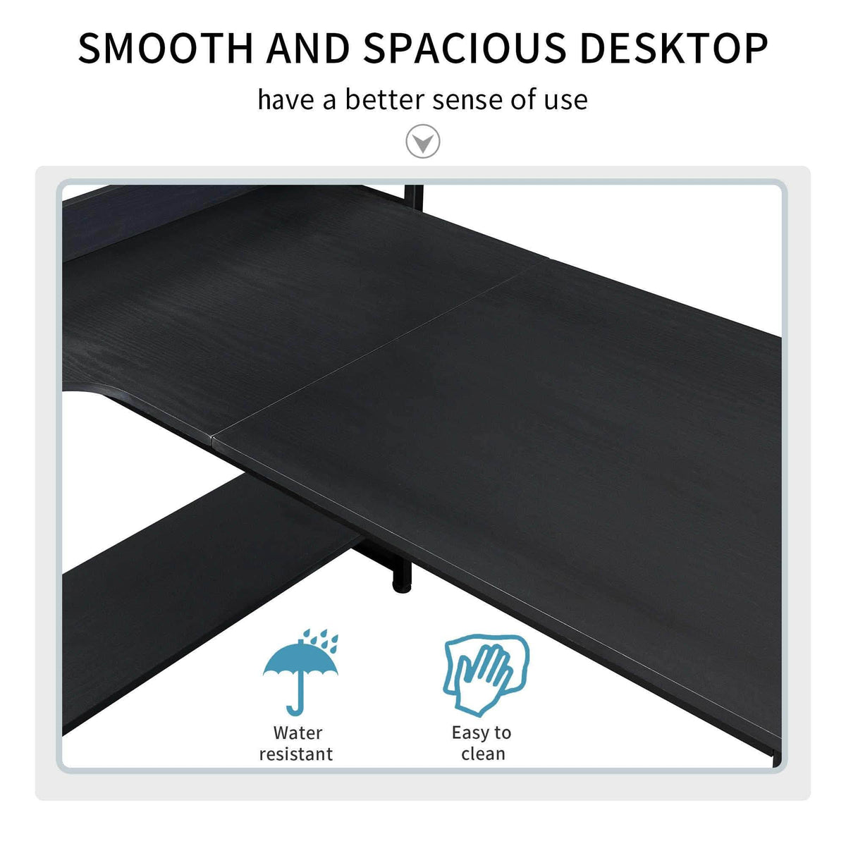 Computer Desk with 4 Tier Storage Shelves Large L-Shaped