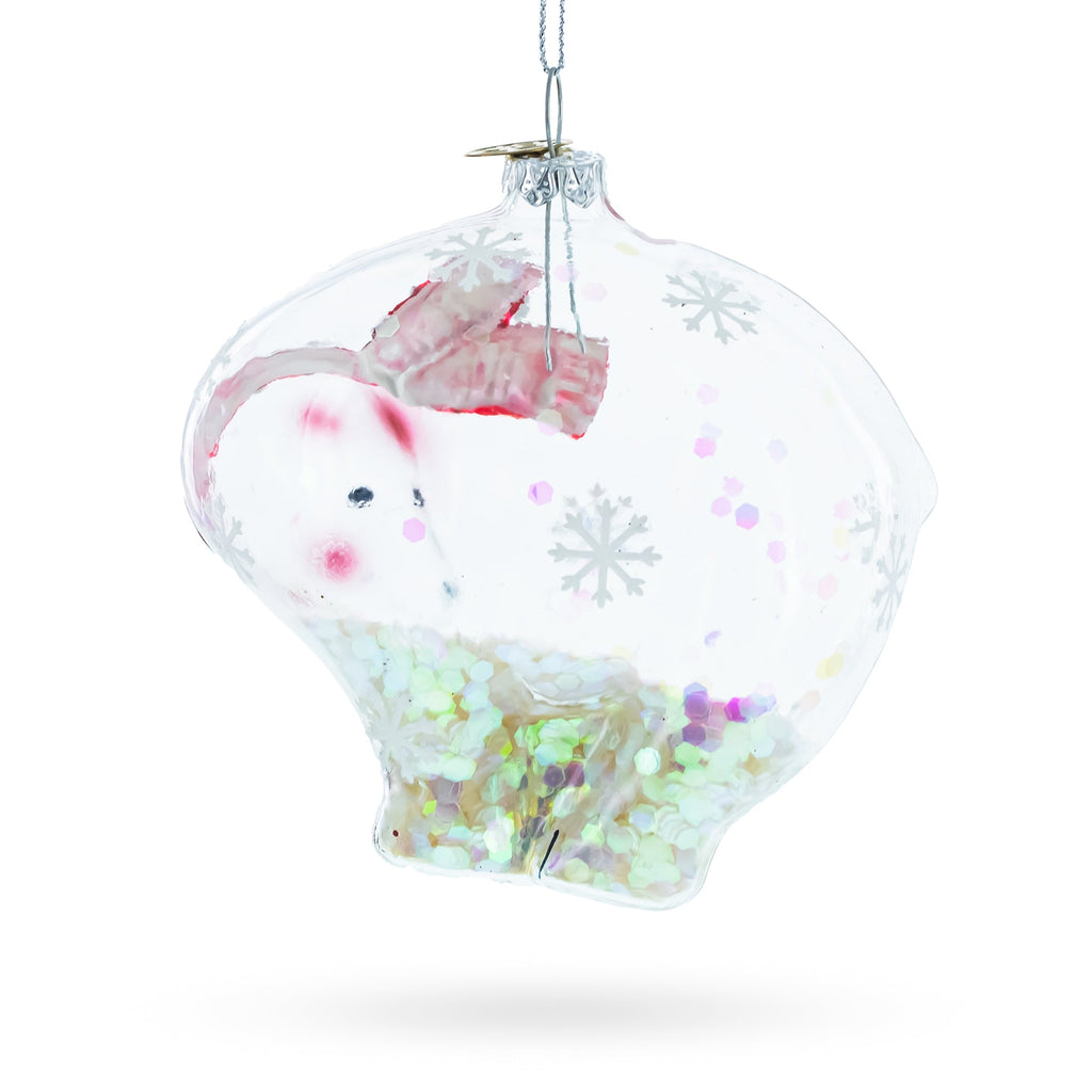 Clear Polar Bear Glass Christmas Ornament