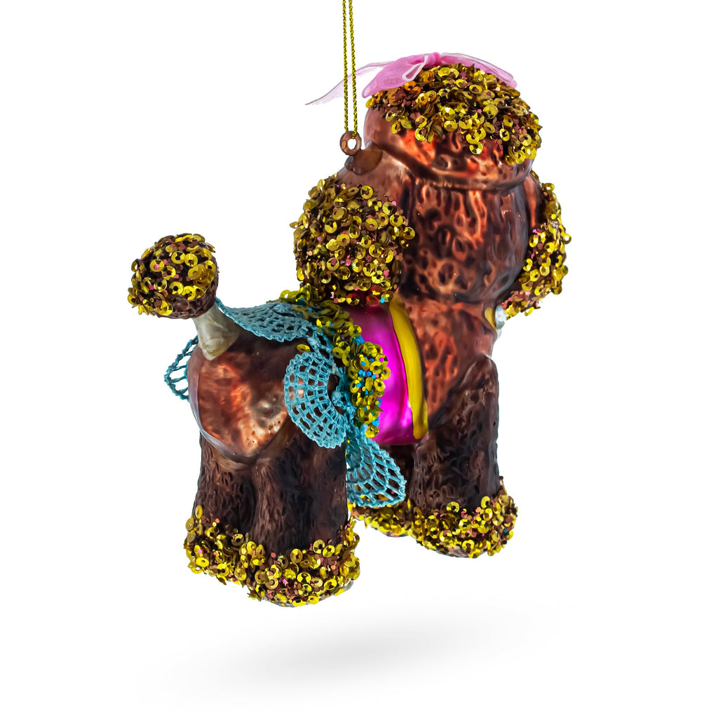 Poodle Glass Christmas Ornament