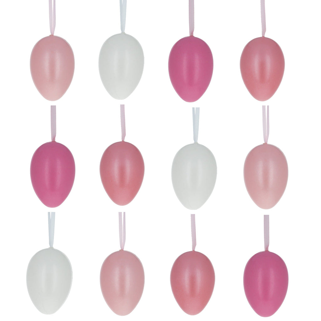 Bag of 12 Pastel Rose Plastic Easter Egg Ornaments 2.35 Inches