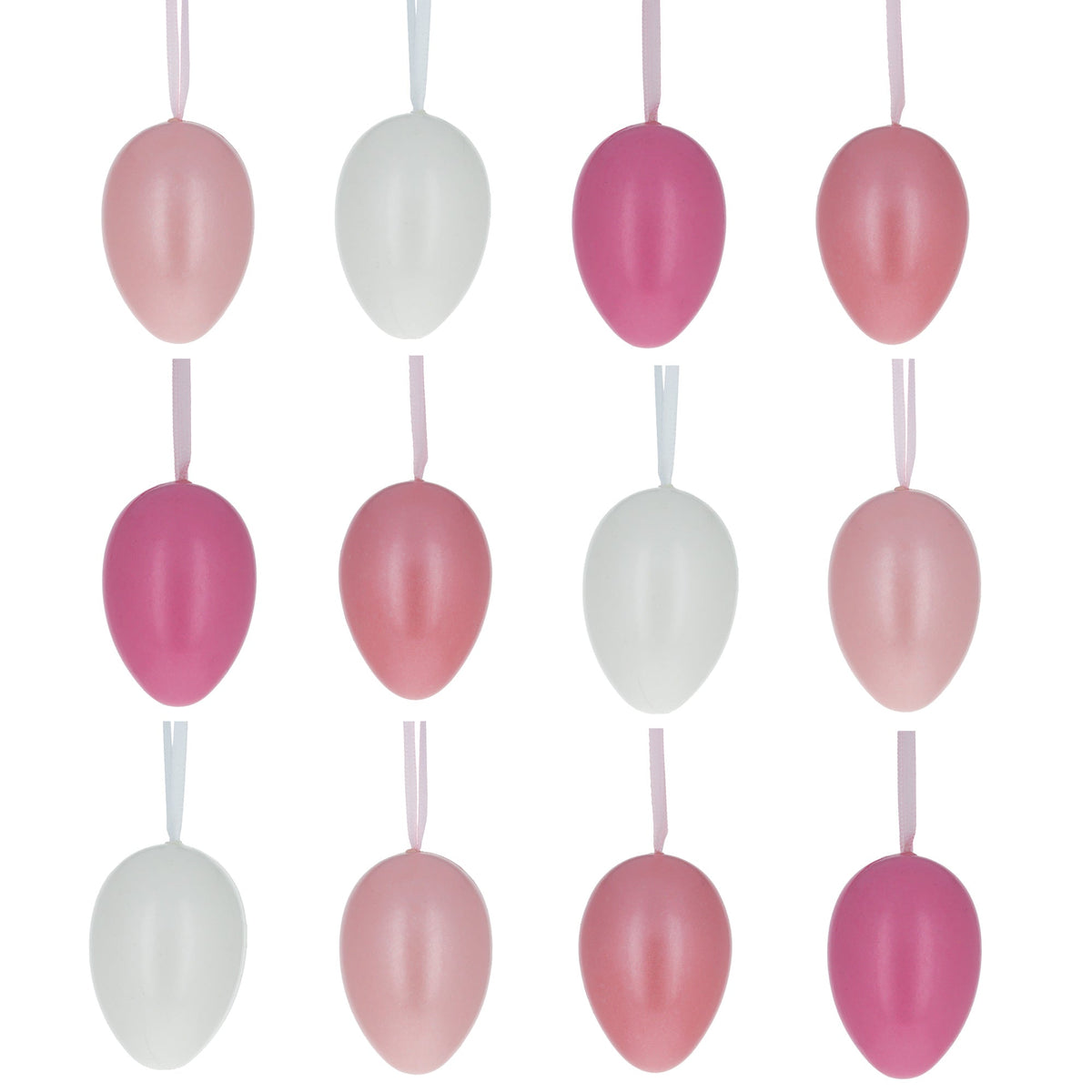 Bag of 12 Pastel Rose Plastic Easter Egg Ornaments 2.35 Inches