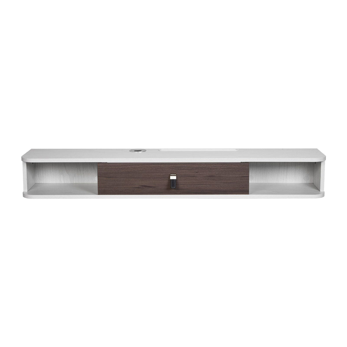 Floating TV Stand, 47 in Wall Mount Entertainment Center with Cable Hole, Modern Floating TV Shelf with Storage Cabinet, Particle Board Console for DVD Player, Cable Box, Game Console, White