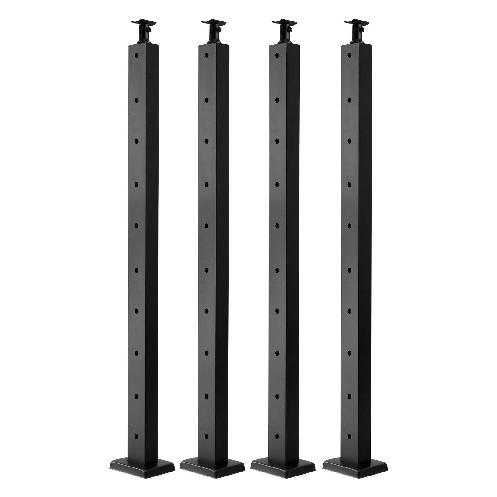 4-Pack Cable Railing Post, 36x1x2 In Horizontal-Hole Deck Railing Post with Pre-Drilled Holes, Stainless Steel Cable Rail Post with Horizontal and Curved Bracket, Black, 4JZLGZXHS914UUOI6001V0