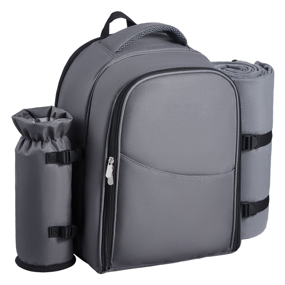 Beach Picnic Backpack Bag for 2 Person with Cooler Compartment Grey