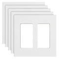 2-Gang Rocker Light Switch Outlet Covers Wall Plates 4.57 x 4.53in White 5 Pack