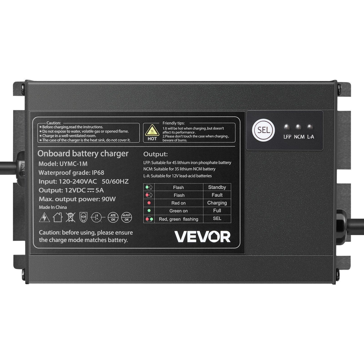 1-Bank 5A 12V Smart Marine Battery Charger Onboard IP68 Waterproof Boat RV Yacht