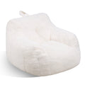 Bean Bag Chair, 3 feet Bean Bag Chair with Soft Armrests and Storage Pocket, 25D Memory Foam Filled with Soft Teddy Velvet Cover, Bean Bag for Bedroom or Playroom, White