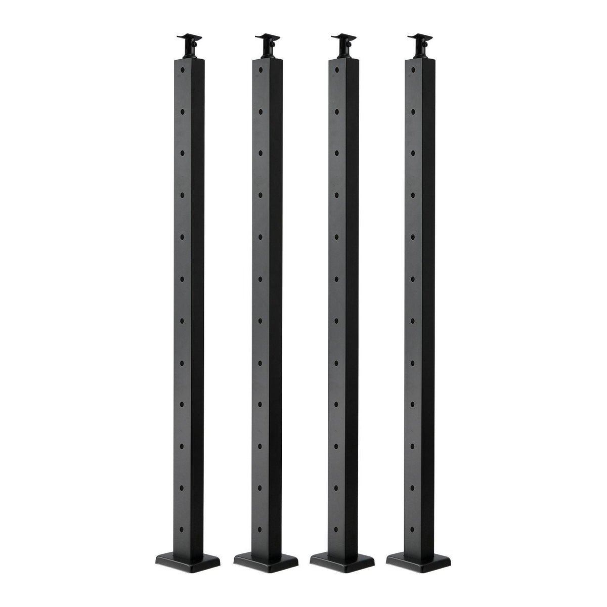 4-Pack Cable Railing Post, 42x1x2 In Horizontal-Hole Deck Railing Post with Pre-Drilled Holes, Stainless Steel Cable Rail Post with Horizontal and Curved Bracket, Black, 4JZLGZXHS106REP67001V0