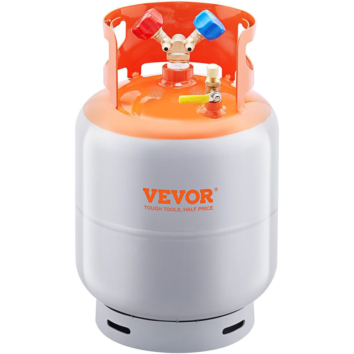 Refrigerant Recovery Tank, 50 LBS Capacity, 400 psi Portable Cylinder Tank with Y-Valve for Liquid/Vapor, High-sealing Recovery Can for R22/R134A/R410A, Orange+Gray
