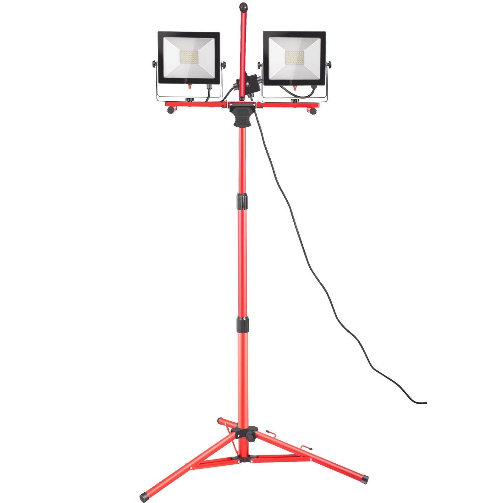 LED Work Light with Stand, 20000 Lumen Dual-head LED Work Light with 27.6"-68.1" Adjustable and Foldable Tripod Stand, IP65 Waterproofed LED Tripod Work Light, with 5000 Kelvin Color Temperature
