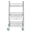 Lab Serving Cart, 3 Layers Stainless Steel Utility Rolling Cart, Medical Cart with A Drawer, Dental Utility Cart with Lockable Wheels, for Laboratory, Hospital, Dental Use
