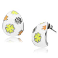 TK1043 - High polished (no plating) Stainless Steel Earrings with Top Grade Crystal in Clear