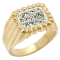 2W039 - Gold+Rhodium Brass Ring with Top Grade Crystal in Clear