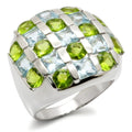 30825 - High-Polished 925 Sterling Silver Ring with AAA Grade CZ in Multi Color