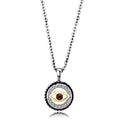 TK2527 - Two-Tone IP Gold (Ion Plating) Stainless Steel Chain Pendant with Top Grade Crystal in Garnet