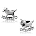 TK2153 - High polished (no plating) Stainless Steel Earrings with Top Grade Crystal in Clear
