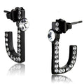 TK2150 - IP Black(Ion Plating) Stainless Steel Earrings with Top Grade Crystal in Clear