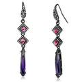 TK2712 - IP Light Black (IP Gun) Stainless Steel Earrings with AAA Grade CZ in Amethyst