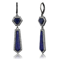 TK2723 - IP Light Black (IP Gun) Stainless Steel Earrings with Precious Stone Lapis in Montana