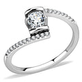 DA151 - High polished (no plating) Stainless Steel Ring with AAA Grade CZ in Clear