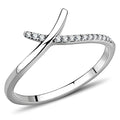DA154 - High polished (no plating) Stainless Steel Ring with AAA Grade CZ in Clear
