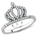 DA040 - High polished (no plating) Stainless Steel Ring with AAA Grade CZ in Clear