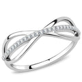 DA046 - High polished (no plating) Stainless Steel Ring with AAA Grade CZ in Clear