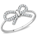 DA057 - High polished (no plating) Stainless Steel Ring with AAA Grade CZ in Clear