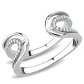 DA056 - High polished (no plating) Stainless Steel Ring with AAA Grade CZ in Clear