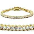 47104 - Gold Brass Bracelet with AAA Grade CZ in Clear