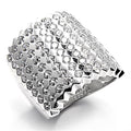 7X005 - Rhodium Brass Ring with AAA Grade CZ in Clear