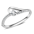 DA148 - High polished (no plating) Stainless Steel Ring with AAA Grade CZ in Clear