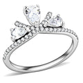 DA140 - High polished (no plating) Stainless Steel Ring with AAA Grade CZ in Clear