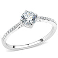 DA018 - High polished (no plating) Stainless Steel Ring with AAA Grade CZ in Clear