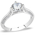 DA036 - High polished (no plating) Stainless Steel Ring with AAA Grade CZ in Clear