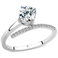 DA039 - High polished (no plating) Stainless Steel Ring with AAA Grade CZ in Clear