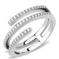DA060 - High polished (no plating) Stainless Steel Ring with AAA Grade CZ in Clear