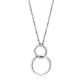 DA097 - High polished (no plating) Stainless Steel Chain Pendant with AAA Grade CZ in Clear