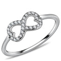 DA125 - High polished (no plating) Stainless Steel Ring with AAA Grade CZ in Clear