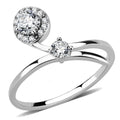 DA260 - High polished (no plating) Stainless Steel Ring with AAA Grade CZ in Clear