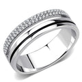 DA275 - High polished (no plating) Stainless Steel Ring with AAA Grade CZ in Clear