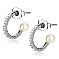 DA224 - High polished (no plating) Stainless Steel Earrings with Synthetic Pearl in White