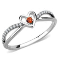 DA235 - High polished (no plating) Stainless Steel Ring with AAA Grade CZ in Orange