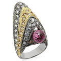 LO1001 - Rhodium+Gold+ Ruthenium Brass Ring with AAA Grade CZ in Multi Color