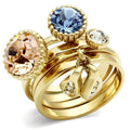 GL276 - IP Gold(Ion Plating) Brass Ring with Top Grade Crystal in Multi Color